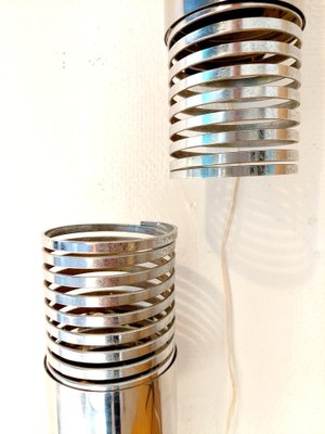 Italian Space Age Spring Wall Lamps in Chrome, 1970s, Set of 2-PCJ-1382784