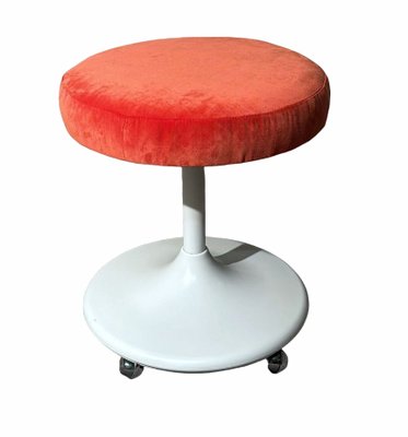 Italian Space Age Stool with Wheels and Swivel Seat, 1970s-QRS-2031403