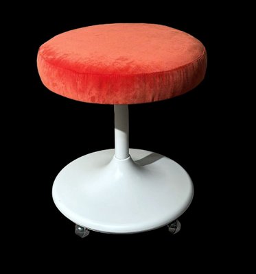 Italian Space Age Stool with Wheels and Swivel Seat, 1970s-QRS-2031403