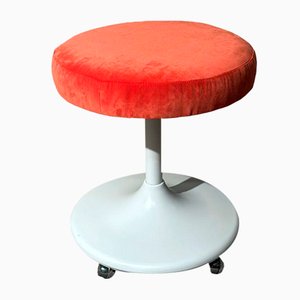 Italian Space Age Stool with Wheels and Swivel Seat, 1970s-QRS-2031403