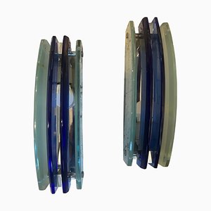 Italian Space Age Wall Sconces in Blue Glass from Veca, 1960s, Set of 2-NMK-1757789