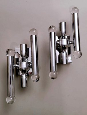 Italian Space Age Wall Sconces in Chrome-Plated Brass, Set of 2-QRS-1353159