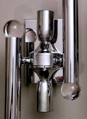 Italian Space Age Wall Sconces in Chrome-Plated Brass, Set of 2-QRS-1353159