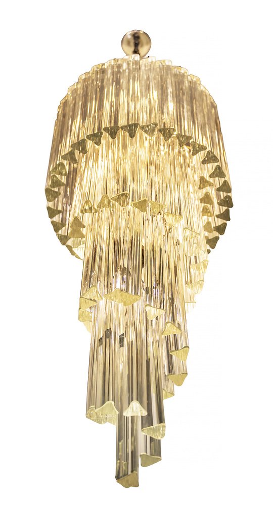 Italian Spiral Form Chandelier in Murano Glass, 1970s