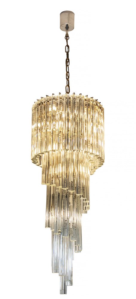 Italian Spiral Form Chandelier in Murano Glass, 1970s