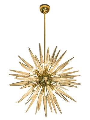 Italian Sputnik Chandelier in Brass and Murano Glass-ZVH-1794166