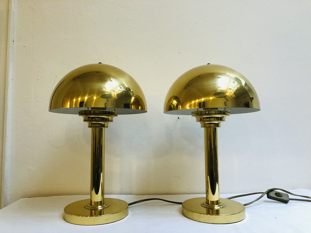 Italian Sputnik Pils Table Lamps in Brass, 1980s, Set of 2