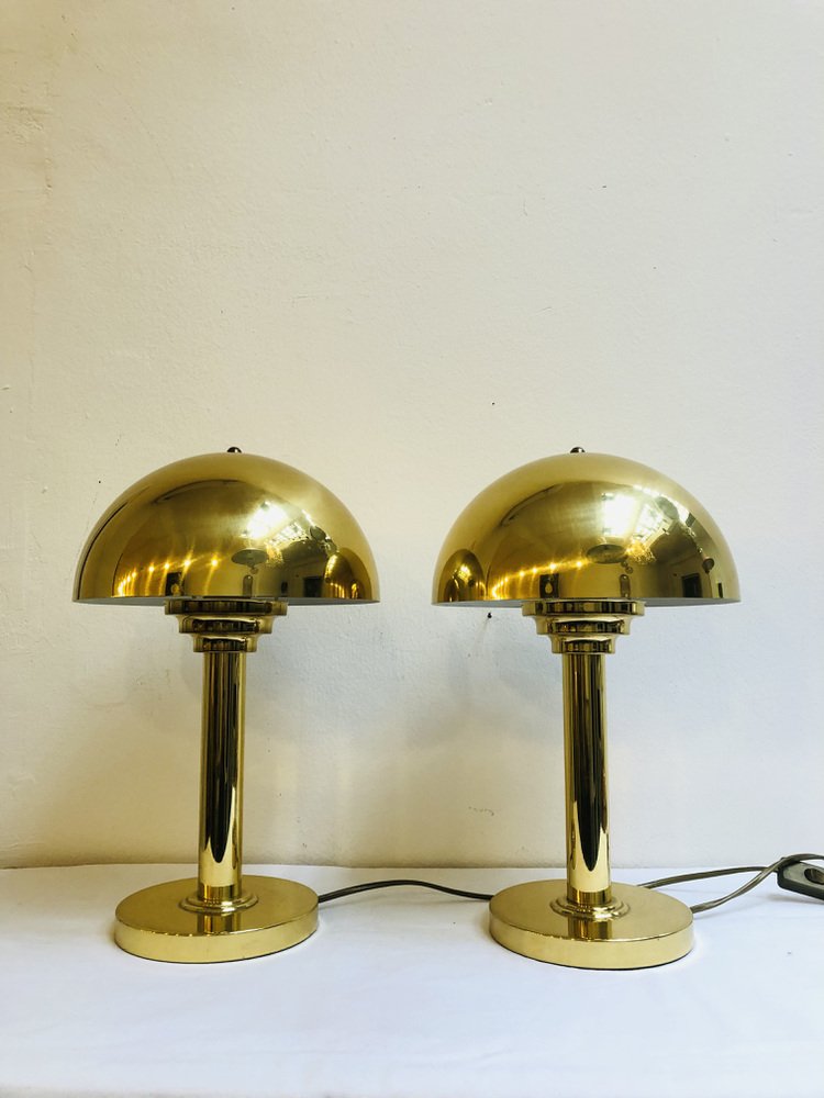 Italian Sputnik Pils Table Lamps in Brass, 1980s, Set of 2