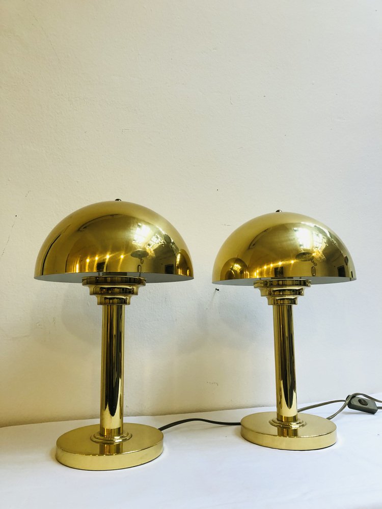 Italian Sputnik Pils Table Lamps in Brass, 1980s, Set of 2