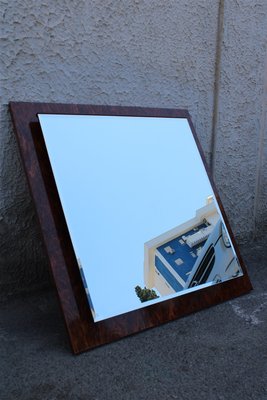 Italian Square Burl Walnut Mirror, 1970s-EH-691783