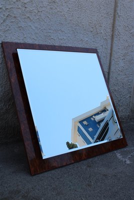 Italian Square Burl Walnut Mirror, 1970s-EH-691783