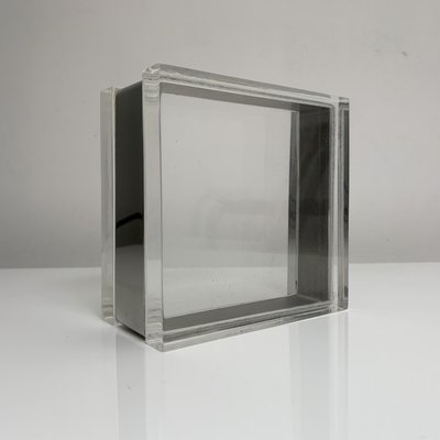 Italian Square Decorative Box in Acrylic Glass and Chrome Metal by Gabriella Crespi, 1970s-XOM-2036017