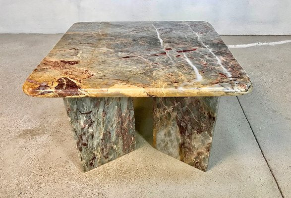 Italian Square Multicolored Marble Side or Coffee Table, 1970s-JP-946583