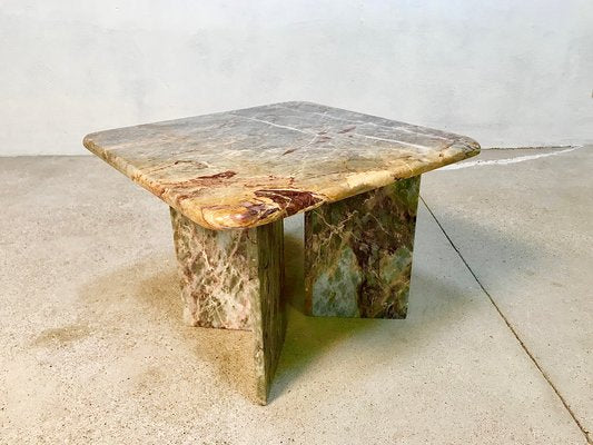 Italian Square Multicolored Marble Side or Coffee Table, 1970s-JP-946583