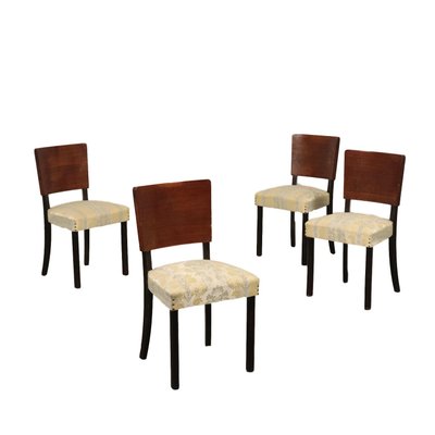 Italian Stained and Veneered Rosewood, Springs & Fabric Chairs, 1940s, Set of 4-VMM-766032