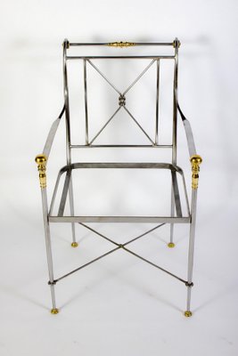 Italian Steel and Brass Armchair, 1970s-MBH-1032703