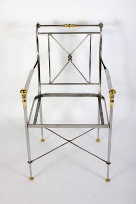 Italian Steel and Brass Armchair, 1970s-MBH-1031688