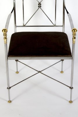 Italian Steel and Brass Armchair, 1970s-MBH-1032703