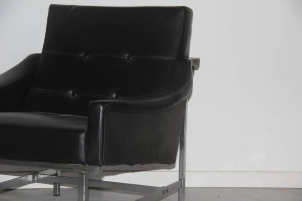 Italian Steel and Faux Leather Armchairs by Pieter De Bruyne for Arflex, 1960s, Set of 2-EH-540932