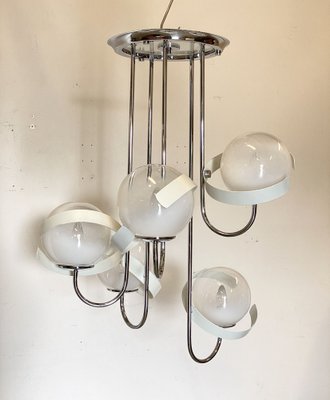 Italian Steel Chandelier, 1970s-NPC-1450828