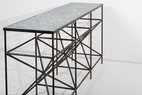 Italian Steel & Marble Sideboard or Shelf by Giovanni Ferrabini, 1950s-SFD-1161302