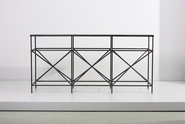 Italian Steel & Marble Sideboard or Shelf by Giovanni Ferrabini, 1950s-SFD-1161302