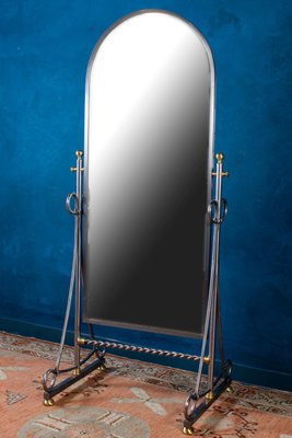 Italian Steel Psyche Mirror by Alberto Orlandi, 1970s-MBH-1169002