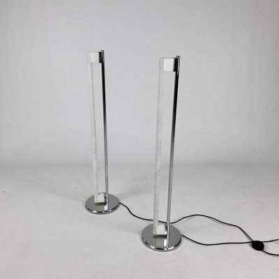 Italian Steel Tube Floor Lamps attributed to Eileen Gray for Alivar, 1970s, Set of 2-RMX-1806017