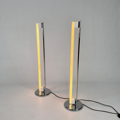 Italian Steel Tube Floor Lamps attributed to Eileen Gray for Alivar, 1970s, Set of 2-RMX-1806017