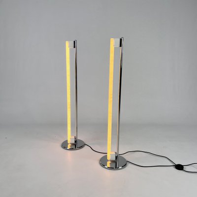 Italian Steel Tube Floor Lamps attributed to Eileen Gray for Alivar, 1970s, Set of 2-RMX-1806017