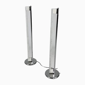 Italian Steel Tube Floor Lamps attributed to Eileen Gray for Alivar, 1970s, Set of 2-RMX-1806017