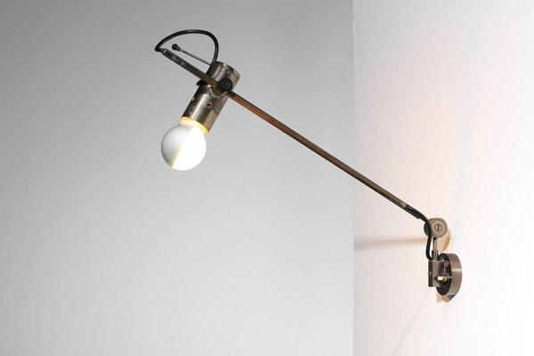 Italian Stem Wall Light in Nickel Plate attributed to Tito Agnoli, 1960s-YU-1801526