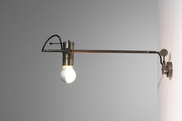 Italian Stem Wall Light in Nickel Plate attributed to Tito Agnoli, 1960s-YU-1801526