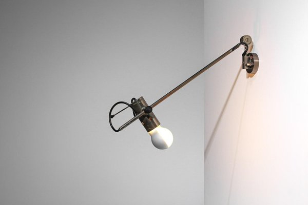 Italian Stem Wall Light in Nickel Plate attributed to Tito Agnoli, 1960s-YU-1801526