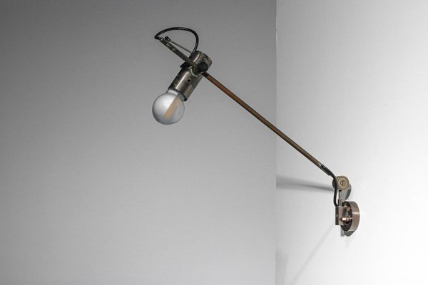 Italian Stem Wall Light in Nickel Plate attributed to Tito Agnoli, 1960s-YU-1801526