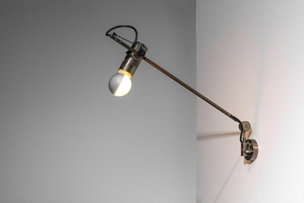 Italian Stem Wall Light in Nickel Plate attributed to Tito Agnoli, 1960s-YU-1801526