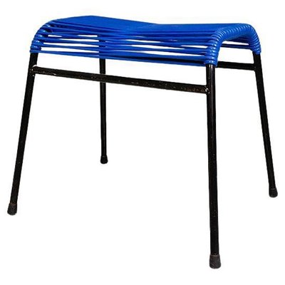 Italian Stool in Blue Plastic & Black Metal, 1960s-GDD-1741986