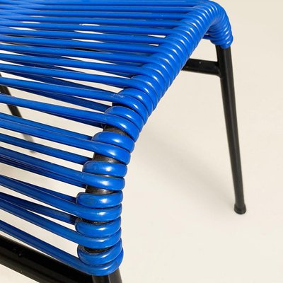 Italian Stool in Blue Plastic & Black Metal, 1960s-GDD-1741986