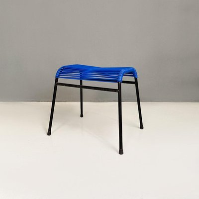 Italian Stool in Blue Plastic & Black Metal, 1960s-GDD-1741986