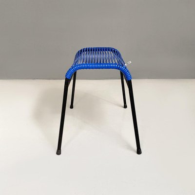 Italian Stool in Blue Plastic & Black Metal, 1960s-GDD-1741986