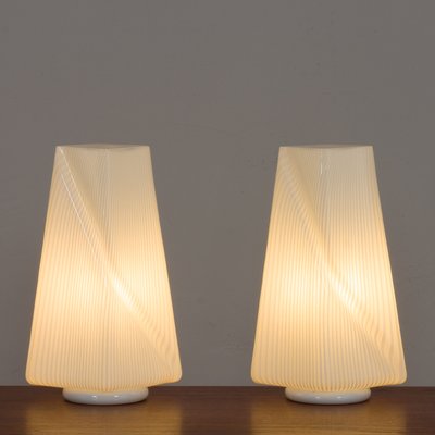 Italian Striped Murano Glass Table Lamps in Style of Lino Tagliapietra, 1970s, Set of 2-UE-1111106