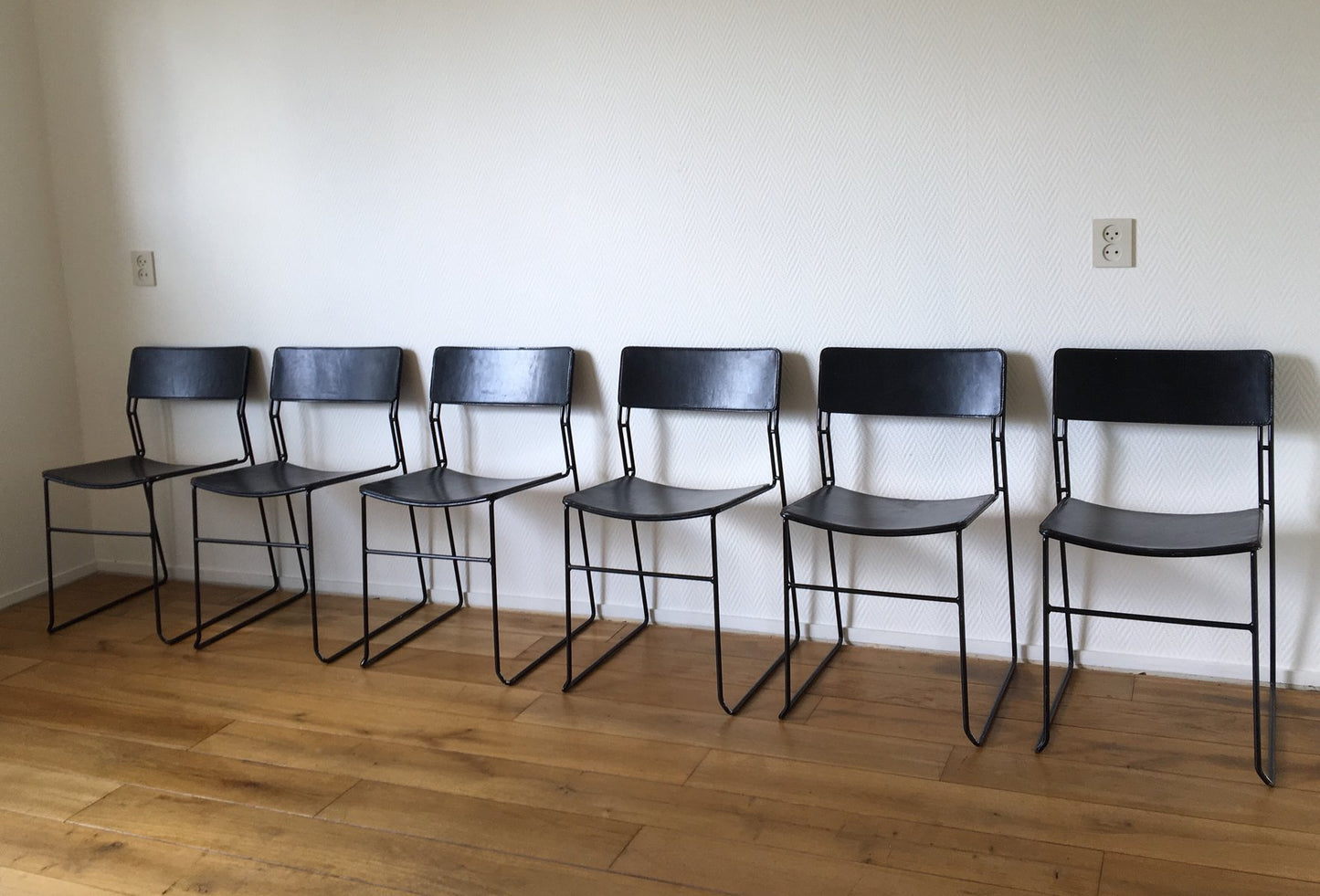 Italian Sultana Dining Chairs in Metal and Leather from Arrben, 1970s, Set of 6