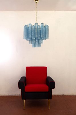 Italian Suspension Lamp in Blue Murano Glass, 1990s-MPO-1761738