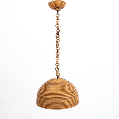 Italian Suspension Lamp in Rattan, 1970s-UPW-1284604