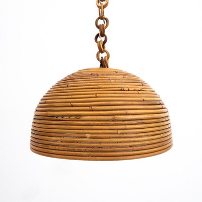 Italian Suspension Lamp in Rattan, 1970s-UPW-1284604