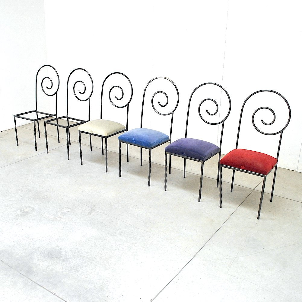 Italian Suspiral Dining Chairs by Luigi Serafini for Sawary & Moroni, 1984, Set of 6