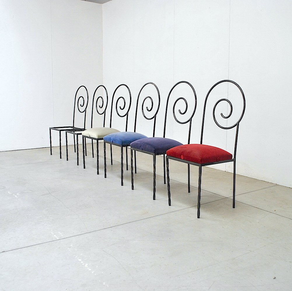 Italian Suspiral Dining Chairs by Luigi Serafini for Sawary & Moroni, 1984, Set of 6