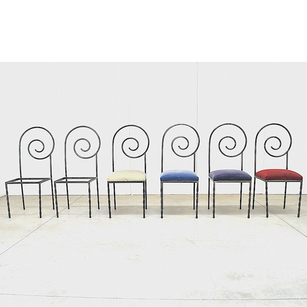 Italian Suspiral Dining Chairs by Luigi Serafini for Sawary & Moroni, 1984, Set of 6