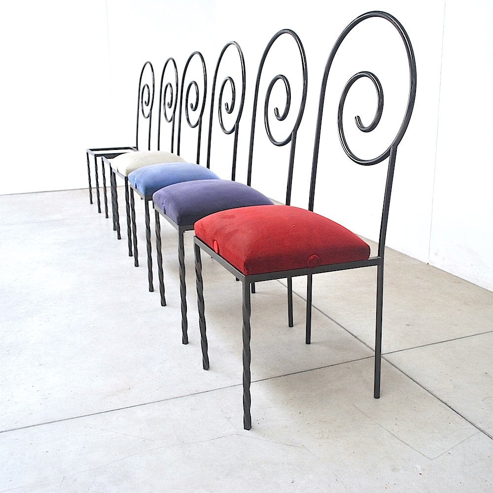 Italian Suspiral Dining Chairs by Luigi Serafini for Sawary & Moroni, 1984, Set of 6