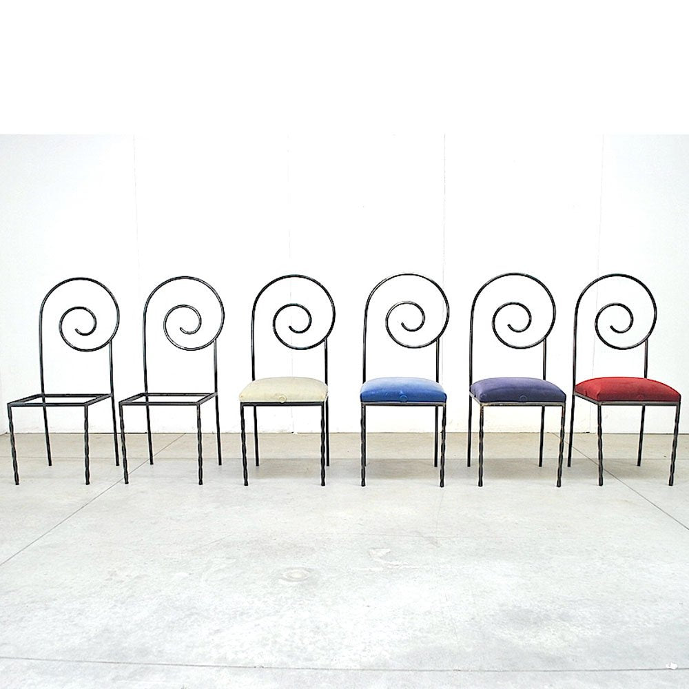 Italian Suspiral Dining Chairs by Luigi Serafini for Sawary & Moroni, 1984, Set of 6